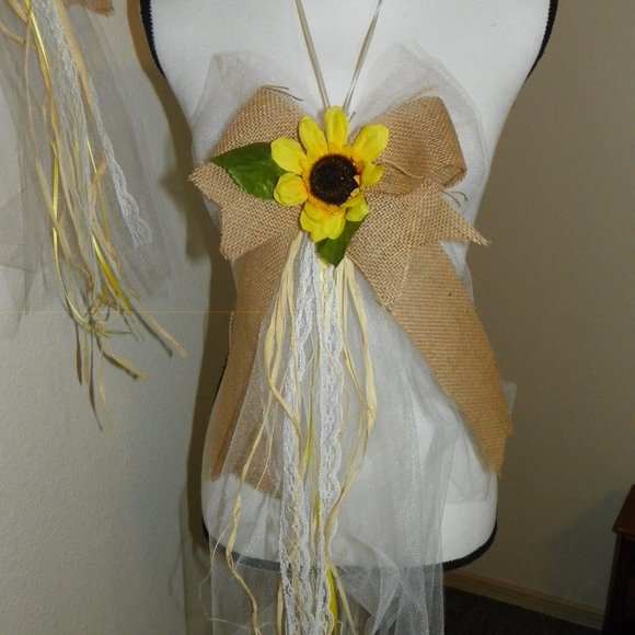 5 Yellow Sunflower Burlap Bow Party Wedding - Picture 4 of 10
